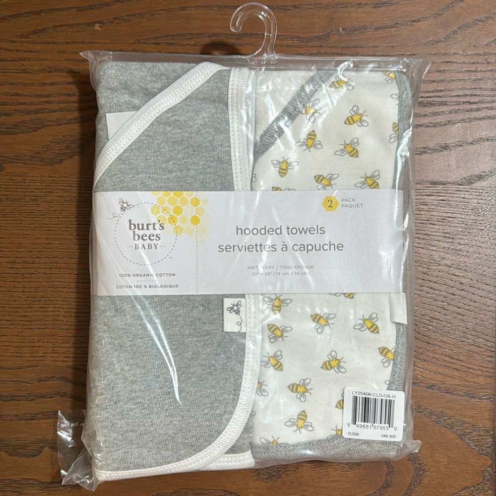 Burt’s Bees baby hooded towels, 2 pack organic cotton
